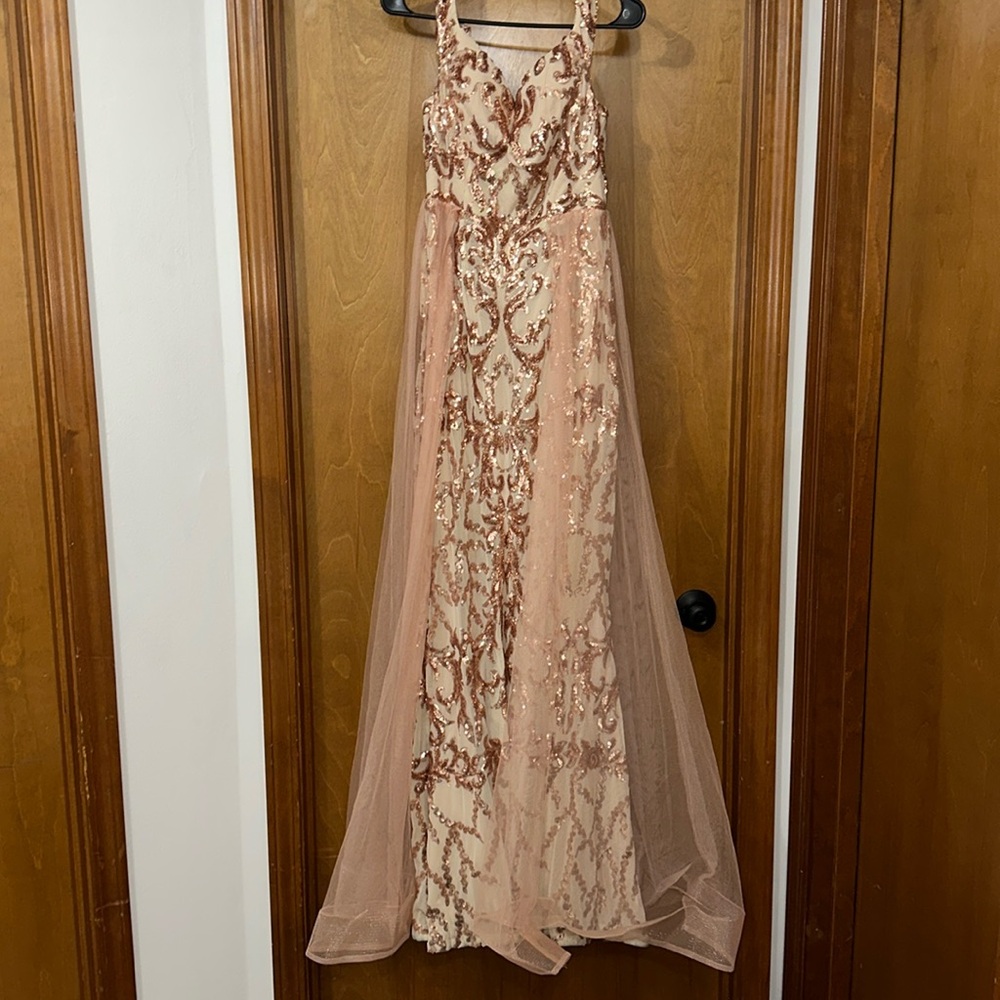 NWT Rose Gold sequin maxi dress